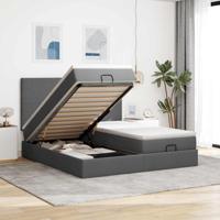 Ottoman bed met matrassen en LED's 160x200cm stof donkergrijs