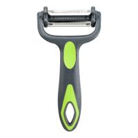 Dunschiller Profi - grijs/groen - kunststof - 15 cm - aardappelschiller met 3 mesjes