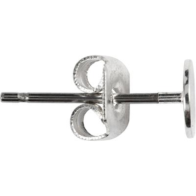 Creativ Company Oorstekers, l: 13 mm, verzilverd, 100 stuk/ 1 doos