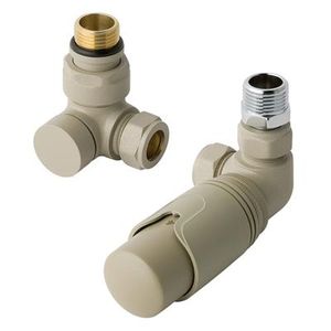 Eastbrook Valve radiator aansluitset haaks gedraaid met thermostaat 15mm cappuccino mat