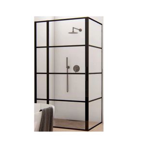 BWS Douchecabine Frame 90x140 cm 8 mm NANO Glas Mat Zwart Raster
