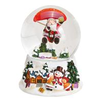 Muziekdoos sneeuwbol Kerstman met parachute van poly, glas kleurig (B/H/D) 10x14x11cm