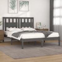 Bedframe massief grenenhout grijs 200x200 cm
