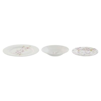 Serviesset Home ESPRIT Wit Groen Roze Porselein 18 Onderdelen 27 x 27 x 2 cm