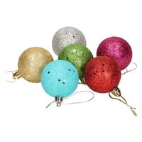 6x Gekleurde onbreekbare kerstballen met glitters 5 cm   - - thumbnail