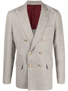 Brunello Cucinelli blazer croisé à carreaux - Blanc