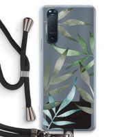 Tropical watercolor leaves: Sony Xperia 5 II Transparant Hoesje met koord