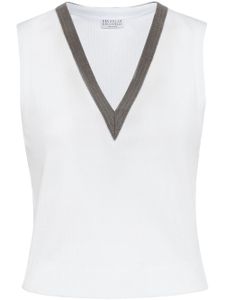 Brunello Cucinelli t-shirt en coton à ornements métalliques - Blanc