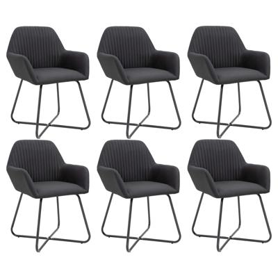 Eetkamerstoelen 6 st stof zwart
