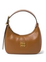 Miu Miu sac porté épaule en cuir à plaque logo - Marron - thumbnail