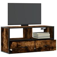 Tv-meubel 80x31x39,5cm bewerkt hout metaal gerookt eikenkleurig