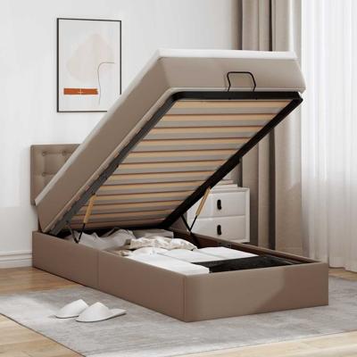 Ottomaanse bed met matras 90x190cm kunstleer cappuccinokleurig