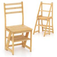 Opvouwbare Trapladderstoel 3-Staps Converteerbare Trapladder 3-In-1 Multifunctionele Trapladderstoel voor Bibliotheek Keuken Kantoor