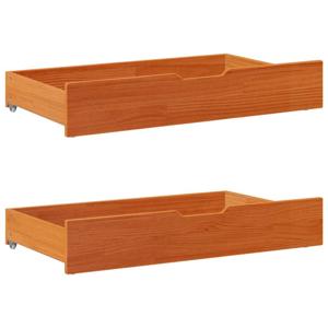 VidaXL Bedlades 2 st 90x55x17 massief grenenhout wasbruin
