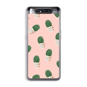 Cactusprint roze: Samsung Galaxy A80 Transparant Hoesje