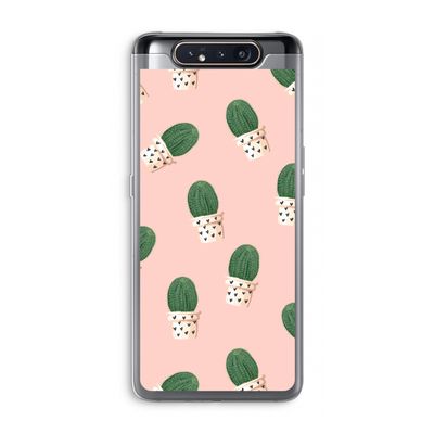 Cactusprint roze: Samsung Galaxy A80 Transparant Hoesje