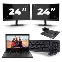 Lenovo ThinkPad L380 - Intel Core i3-8e Generatie - 13 inch - 8GB RAM - 256GB SSD - Windows 11 + 2x 24 inch Monitor