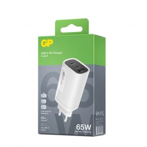 GP Batteries GPWCGM3AWHUSB254 USB-oplader 65 W Thuis Aantal uitgangen: 3 x USB, USB-C bus (Power Delivery)