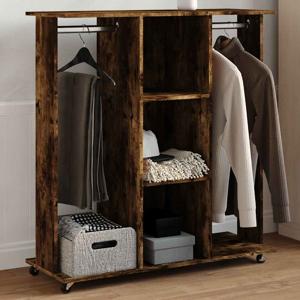 VidaXL Kledingkast met wielen 102x38x110 cm bewerkt hout gerookt eiken