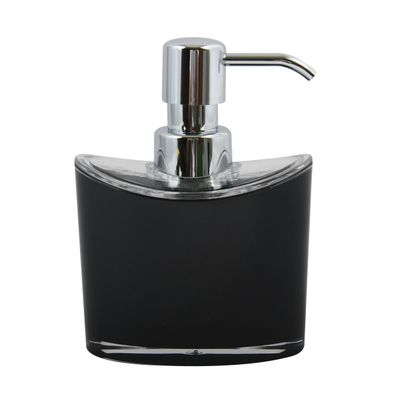 Zeeppompje/zeepdispenser Aveiro - PS kunststof - zwart/zilver - 11 x 14 cm - 260 ml