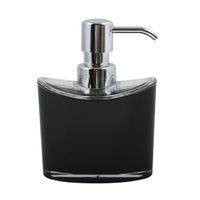 Zeeppompje/zeepdispenser Aveiro - PS kunststof - zwart/zilver - 11 x 14 cm - 260 ml