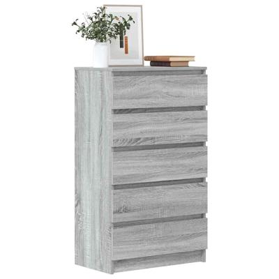 Ladekast 60x36x103 cm bewerkt hout grijs sonoma eikenkleurig