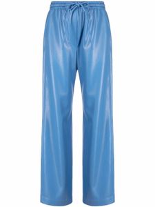 Nanushka pantalon en cuir artificiel à lien de resserrage - Bleu