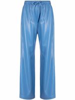 Nanushka pantalon en cuir artificiel à lien de resserrage - Bleu