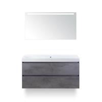 Maxx XL Badmeubelset 120 cm - Beton Antraciet - Wastafel Just Enkel Zonder kraangat - met LED Spiegel