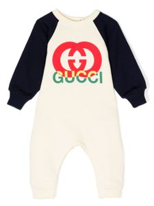 Gucci Kids barboteuse à logo imprimé - Tons neutres