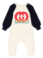 Gucci Kids barboteuse à logo imprimé - Tons neutres - thumbnail