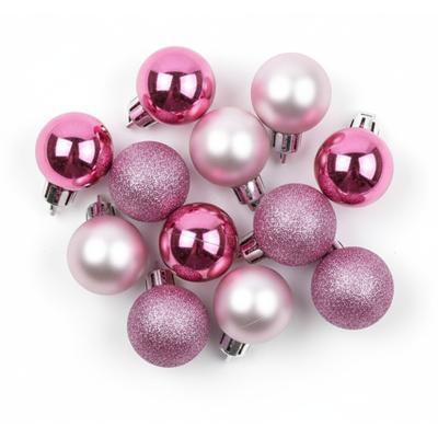 Christmas goods by Inge - kunststof kleine kerstballen - roze mix - D3 cm - 17x stuks Christmas goods by Inge - kunststof kleine kerstballen - roze mix - D3 cm - 17x stuks