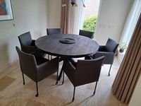 Set van 6 leren kuip eetkamerstoelen - met wieltjes - bruin leer - Echt leer, Modern, ontdek de vele Leersoorten en Kleuren bij ShopX
