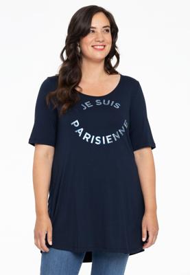 Yoek T-shirt flare PARISIENNE | Blauw | Maat 38/40