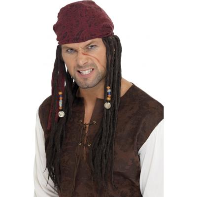 Jack Sparrow verkleed pruik - heren - piratenpruik - piraat - carnaval herenpruik