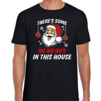 Foute humor Kerst t-shirt grappige Kerstman zwart voor heren - thumbnail