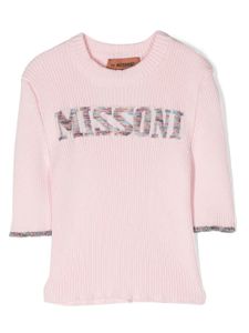 Missoni Kids haut en maille à logo imprimé - Rose