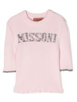 Missoni Kids haut en maille à logo imprimé - Rose