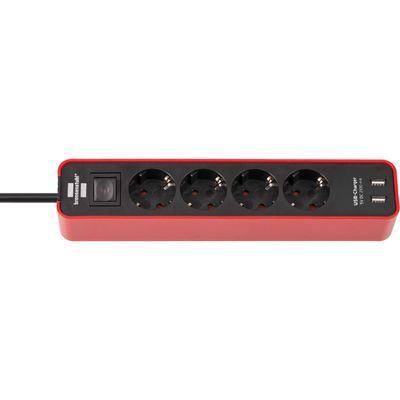 Ecolor stekkerdoos 4-voudig + 2x USB Stekkerdoos