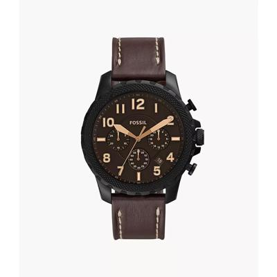 Fossil heren Bowman chronograaf bruin lederen horloge FS5601