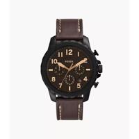 Fossil heren Bowman chronograaf bruin lederen horloge FS5601