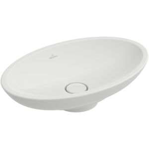 Villeroy & Boch Loop en Friends opzetwastafel met plug met keramische afdekking 58.5x38cm zonder overloop wit 51510101