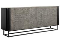 Dressoir CROCO 180cm 3D grijs zwart mangohout - 44647 - thumbnail