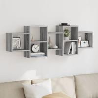 Wandschap 129x18x42 cm bewerkt hout grijs sonoma eikenkleurig