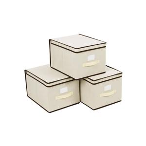 Vouwdoos met deksel, set van 3, beige