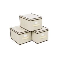 Vouwdoos met deksel, set van 3, beige