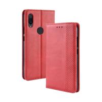 Magnetische Buckle retro textuur horizontale Flip lederen case voor Xiaomi Redmi Note 7 met houder & kaartsleuven & portemonnee (rood)