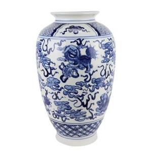 Fine Asianliving Chinese Vaas Blauw Wit Porselein