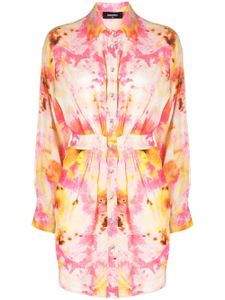 DSQUARED2 robe-chemise ajustée à imprimé tie dye - Rose