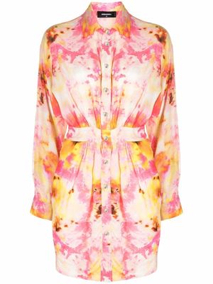 DSQUARED2 robe-chemise ajustée à imprimé tie dye - Rose
